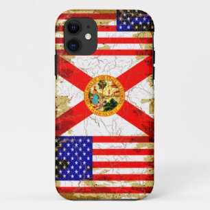 Grunge Style Florida and USA Flags Case-Mate iPhone Case