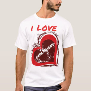 Grunge Style I Love My Girlfriend Heart Design T-Shirt