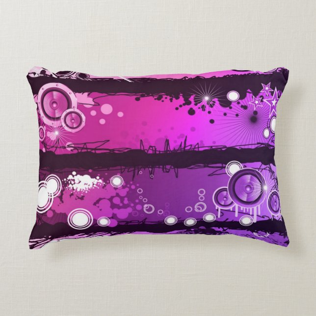 Grunge Style Music Banner 3 Decorative Cushion (Front)