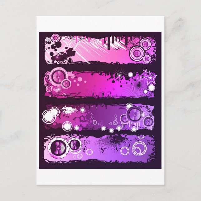 Grunge Style Music Banner 3 Postcard (Front)