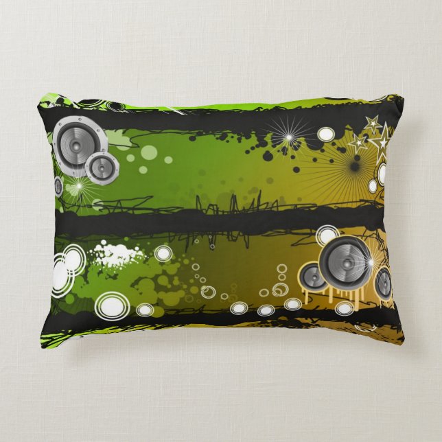 Grunge Style Music Banner Decorative Cushion (Front)
