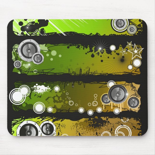 Grunge Style Music Banner Mouse Pad (Front)