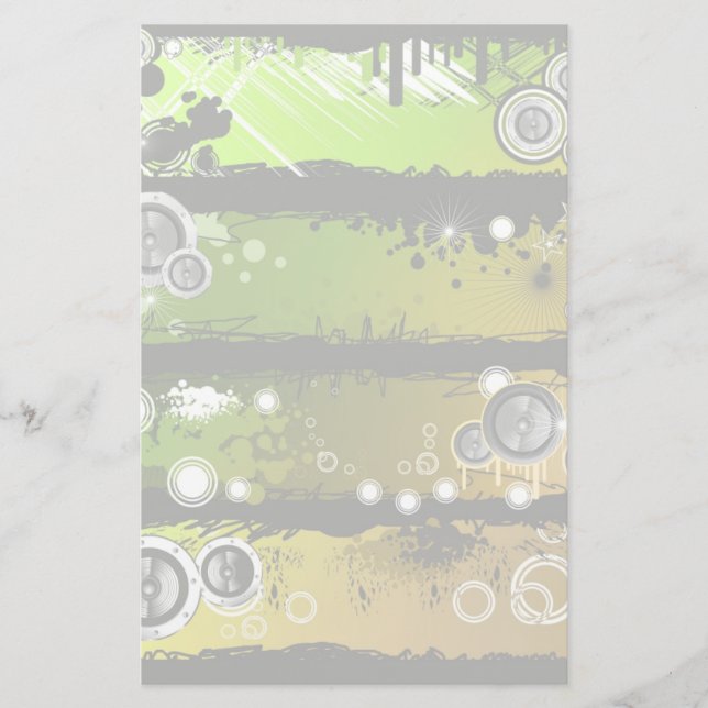 Grunge Style Music Banner Stationery (Front)