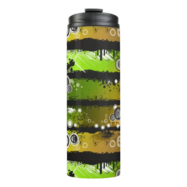 Grunge Style Music Banner Thermal Tumbler (Front)
