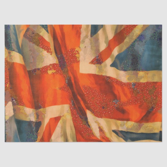 Grunge Style Union Jack British Flag Waving Tissue Paper (Front)