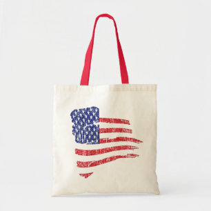 GRUNGE STYLE US FLAG TOTE BAG