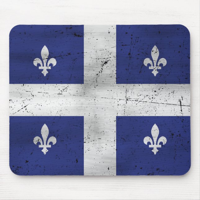 Grunge style worn Quebec flag Mouse Pad (Front)