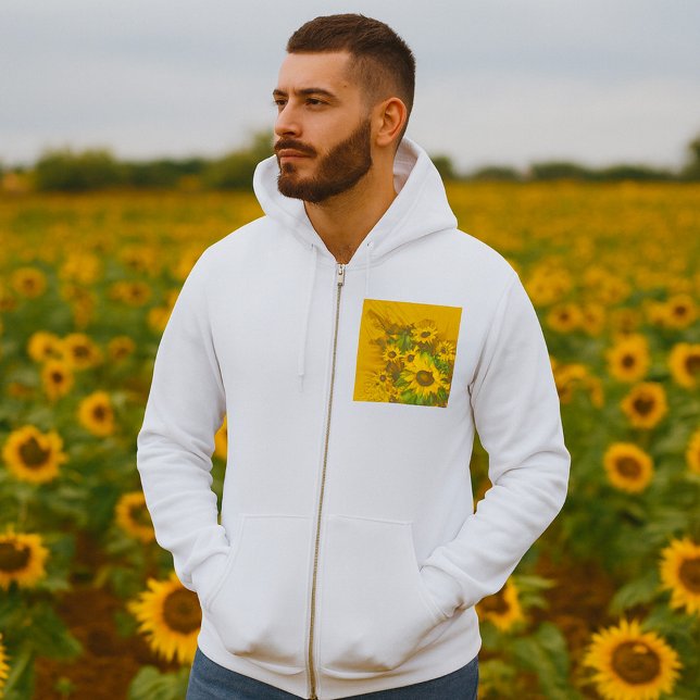 Grunge Sunflower Art Bold Rustic Yellow Floral Hoodie (Creator Uploaded)