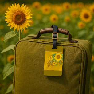 Grunge Sunflower Art Bold Rustic Yellow Floral Luggage Tag