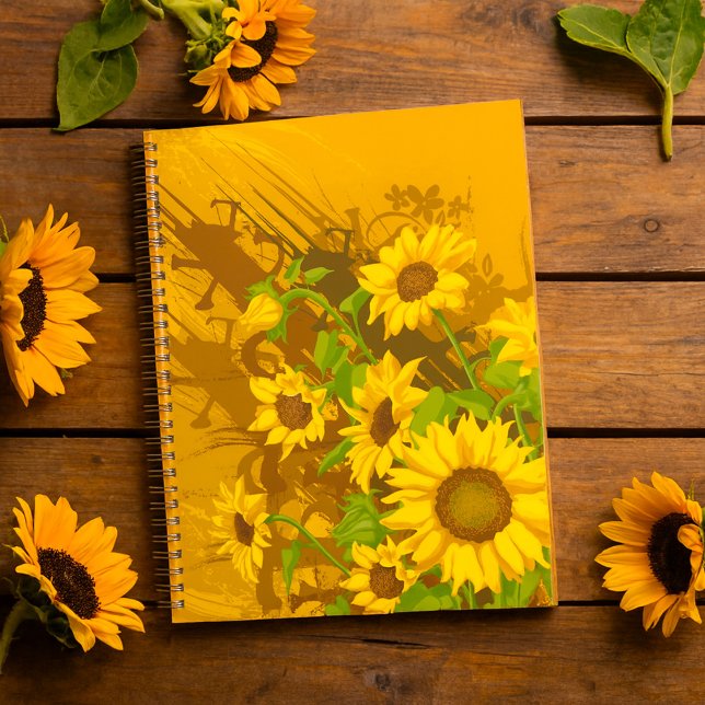 Grunge Sunflower Art Bold Rustic Yellow Floral Planner (Creator Uploaded)