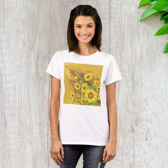 Grunge Sunflower Art Bold Rustic Yellow Floral T-Shirt (Creator Uploaded)