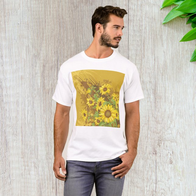 Grunge Sunflower Art Bold Rustic Yellow Floral T-Shirt (Creator Uploaded)