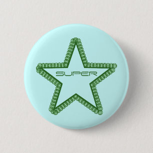 Grunge Superstar Button, Forest Green 6 Cm Round Badge