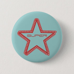 Grunge Superstar Button, Red 6 Cm Round Badge