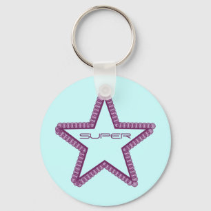 Grunge Superstar Keychain, Purple Key Ring