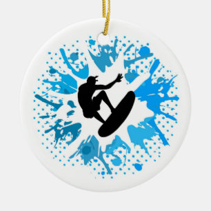 Grunge surfer ceramic tree decoration