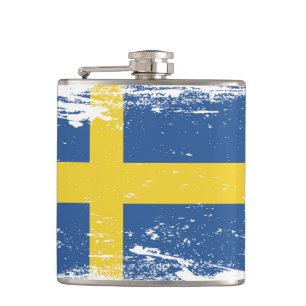 Grunge Sweden Flag Hip Flask