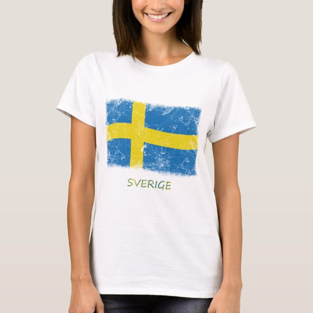 Grunge Sweden Flag T-Shirt (Front)