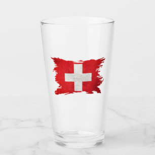 Grunge Switzerland flag, Brush stroke, Swiss flag Glass