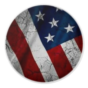 Grunge Tattered Patriotic American Flag Ceramic Knob