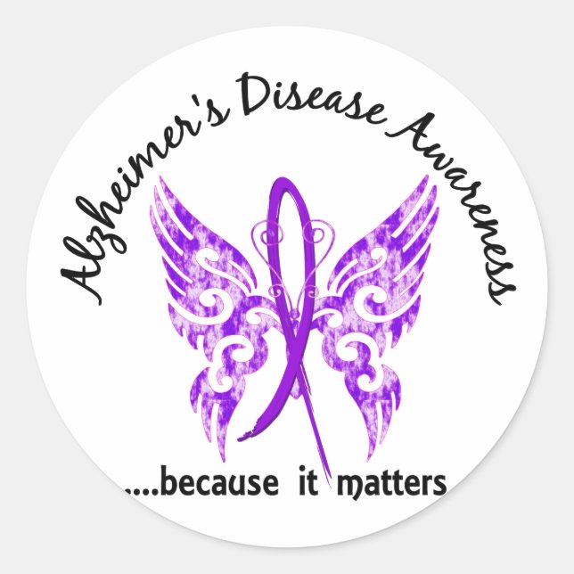 Grunge Tattoo Butterfly 6.1 Alzheimer's Disease Classic Round Sticker (Front)