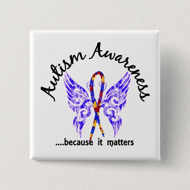 Grunge Tattoo Butterfly 6.1 Autism 15 Cm Square Badge (Front)