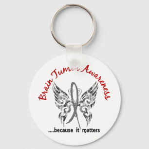 Grunge Tattoo Butterfly 6.1 Brain Tumor Key Ring