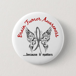 Grunge Tattoo Butterfly 6.1 Brain Tumour 6 Cm Round Badge