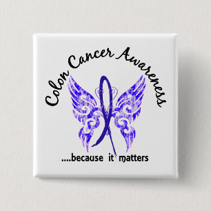 Grunge Tattoo Butterfly 6.1 Colon Cancer 15 Cm Square Badge