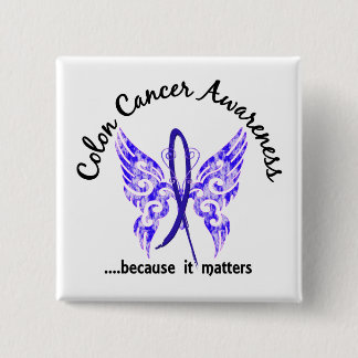 Grunge Tattoo Butterfly 6.1 Colon Cancer 15 Cm Square Badge