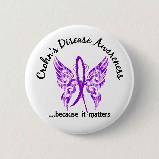 Grunge Tattoo Butterfly 6.1 Crohn's Disease 6 Cm Round Badge (Front)