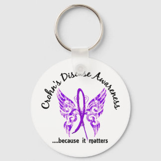 Grunge Tattoo Butterfly 6.1 Crohn's Disease Key Ring