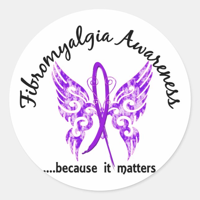 Grunge Tattoo Butterfly 6.1 Fibromyalgia Classic Round Sticker (Front)
