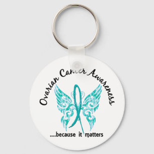Grunge Tattoo Butterfly 6.1 Ovarian Cancer Key Ring