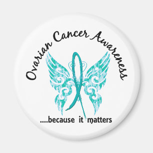 Grunge Tattoo Butterfly 6.1 Ovarian Cancer Magnet