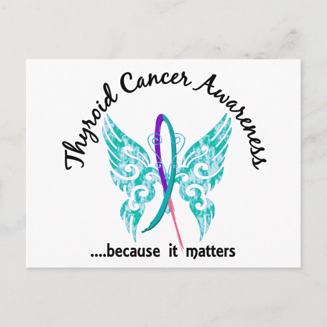 Grunge Tattoo Butterfly 6.1 Thyroid Cancer Postcard (Front)