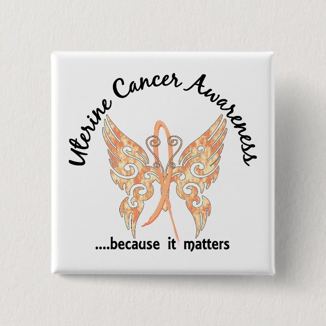 Grunge Tattoo Butterfly 6.1 Uterine Cancer 15 Cm Square Badge (Front)
