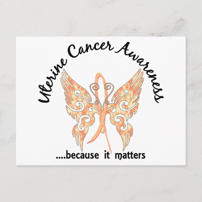 Grunge Tattoo Butterfly 6.1 Uterine Cancer Postcard (Front)