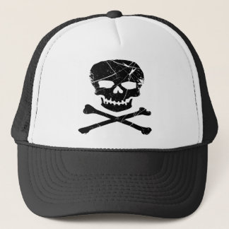Grunge Tattoo Skull and Cross Bones Trucker Hat