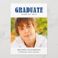 Grunge Text Graduation Party Invitation / Navy