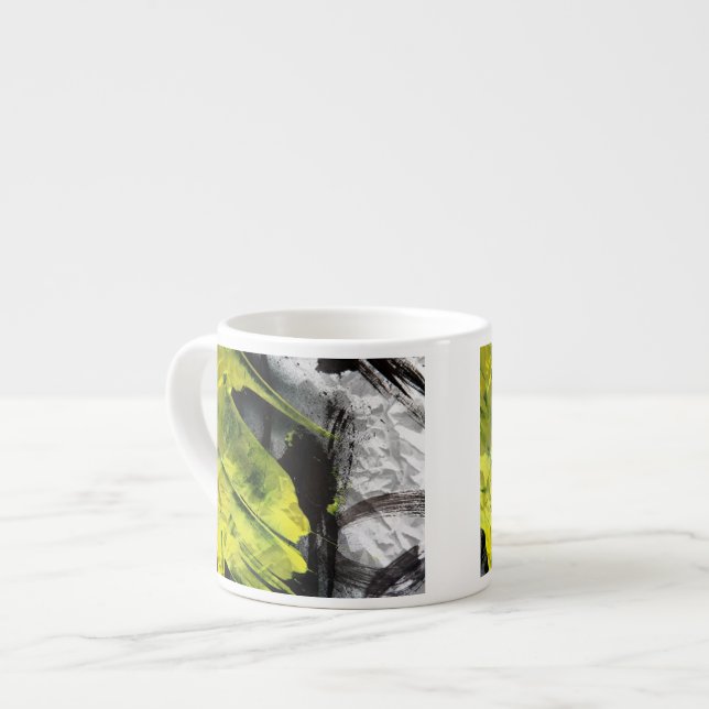 Grunge texture expressive brush strokes espresso cup (Front Left)