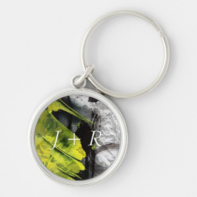 Grunge texture expressive brush strokes key ring (Front)