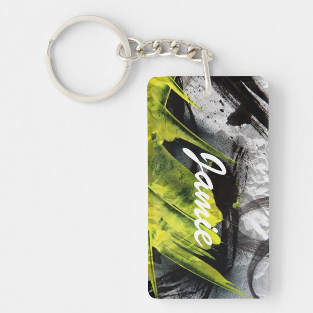 Grunge texture expressive brush strokes key ring (Front)