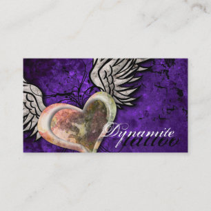 Grunge Texture Heart Wings Tattoo Business Card