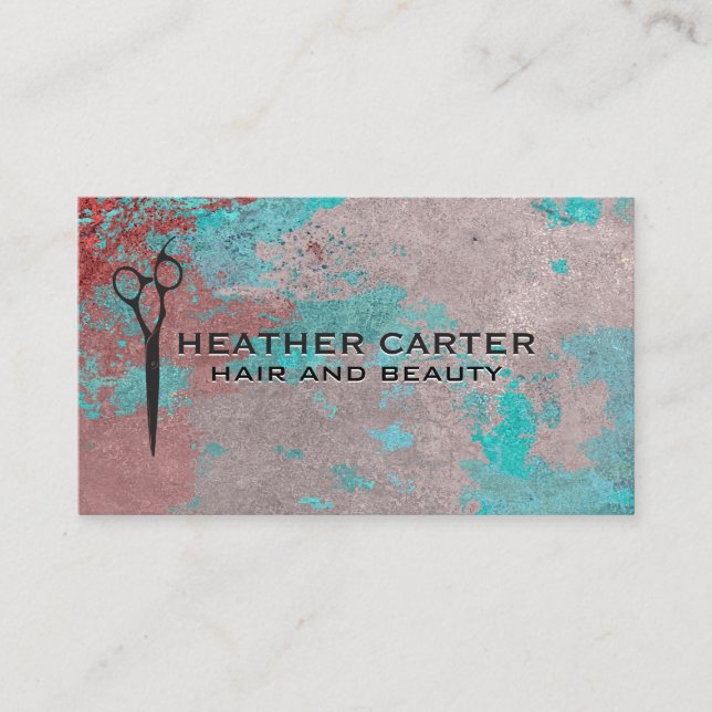 Grunge Texture Paint | Salon Shears Appointment Card (Front)