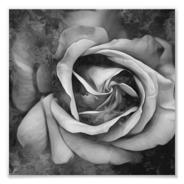 Grunge Texture Painted Rose Photo Print (Front)