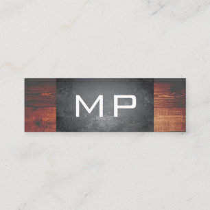 Grunge Texture Rustic Wood Monogram Mini Business Card