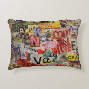 Grunge textured background design with old torn ne decorative cushion