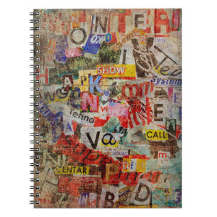 Grunge textured background design with old torn ne notebook