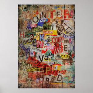 Grunge textured background design with old torn ne poster